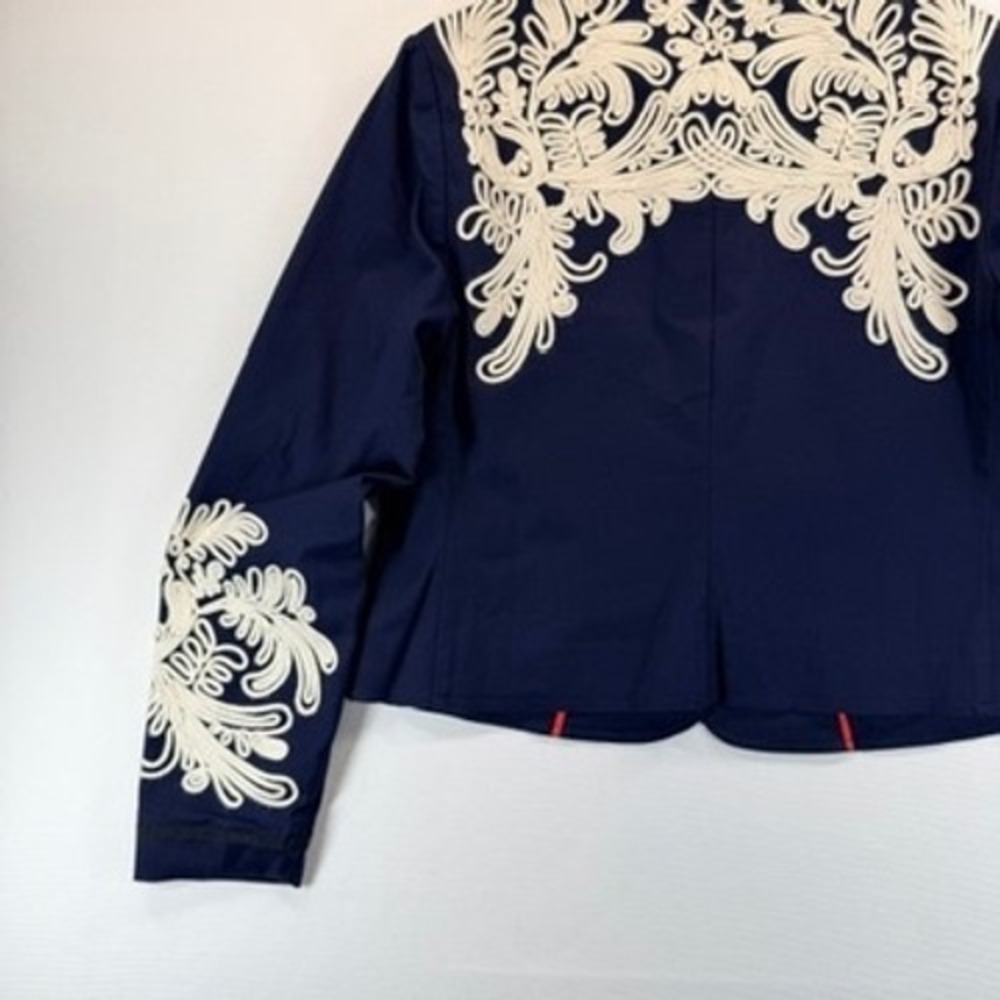 Boden Warwick Embroidered Military Jacket Navy Ivory US 10 - Picture 9 of 16